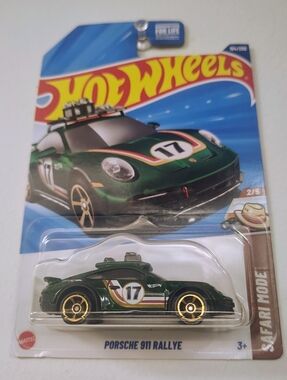Porsche 911 Rallye Hot Wheels Safari Mode 2/5 Green Gold Wheels Diecast